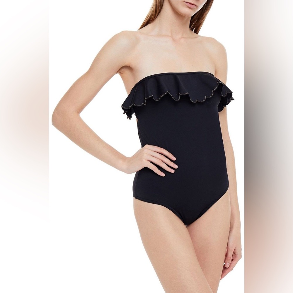 Zimmermann Black Edie Frill Bandeau Swimsuit - Size 4-6
